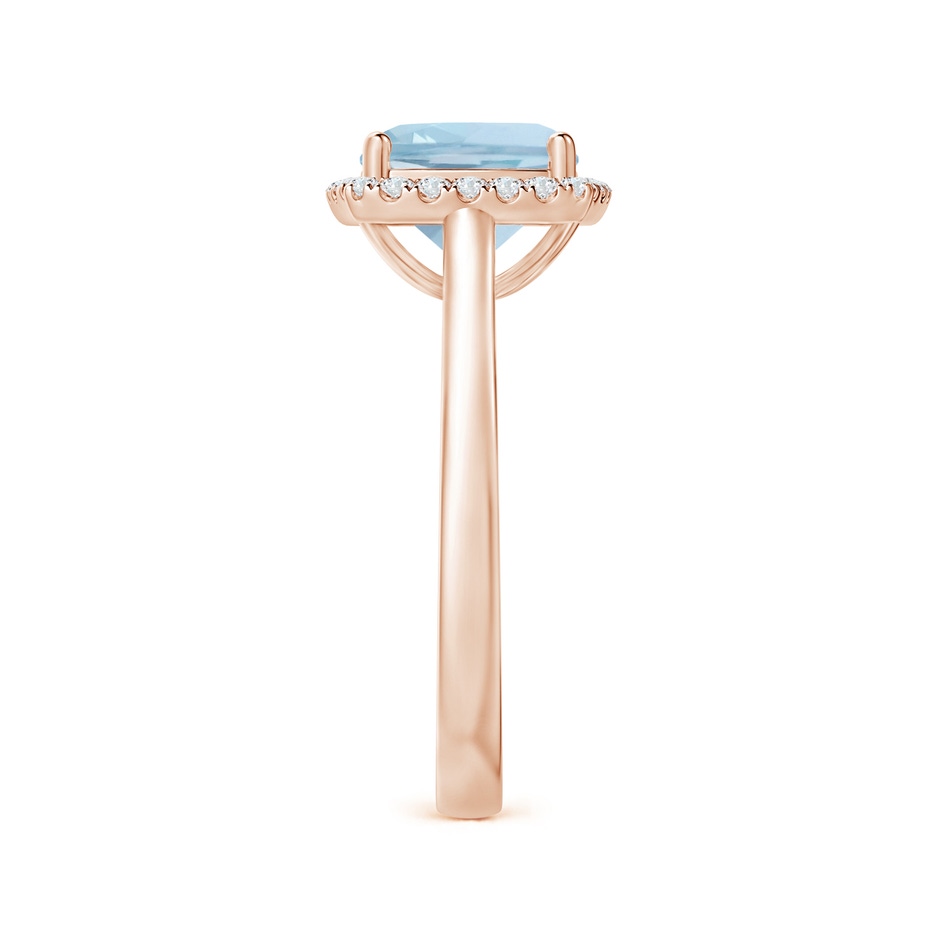 8mm AA Classic Cushion Aquamarine Halo Engagement Ring in Rose Gold side 2