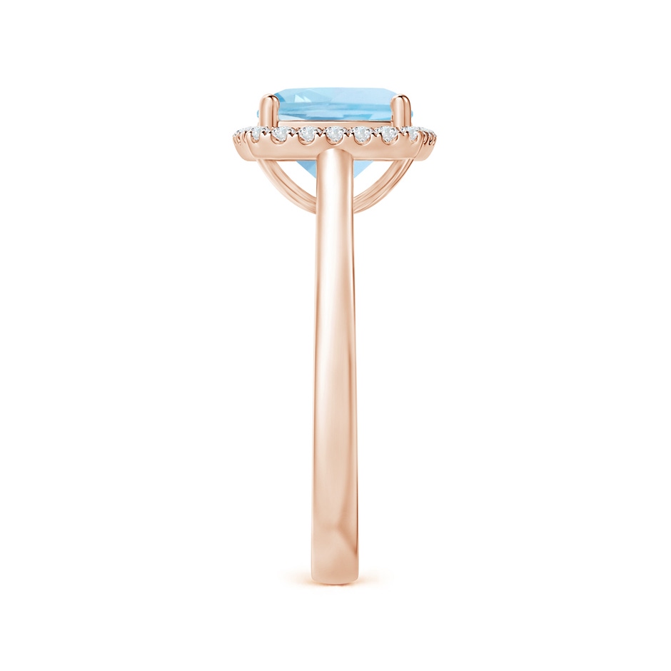 8mm AAA Classic Cushion Aquamarine Halo Engagement Ring in Rose Gold side 2