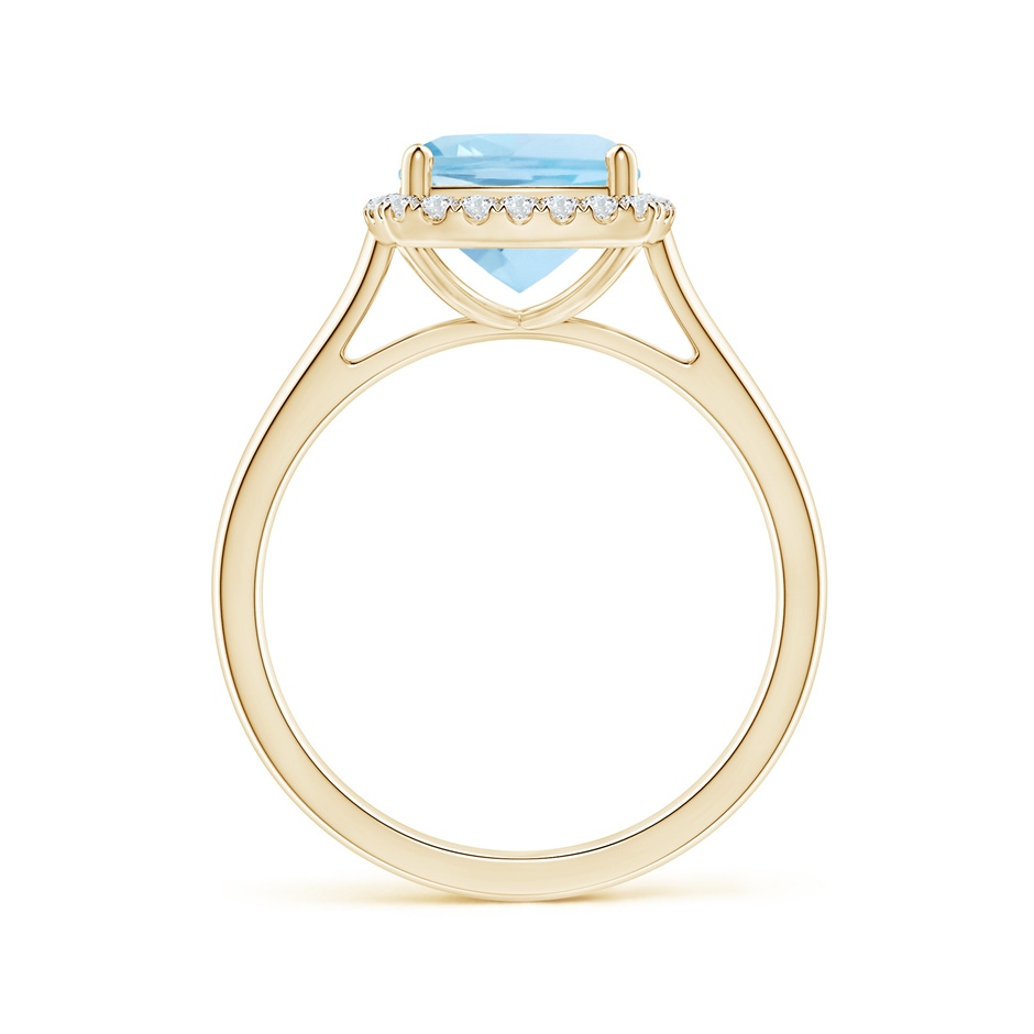 8mm AAA Classic Cushion Aquamarine Halo Engagement Ring in Yellow Gold side 1