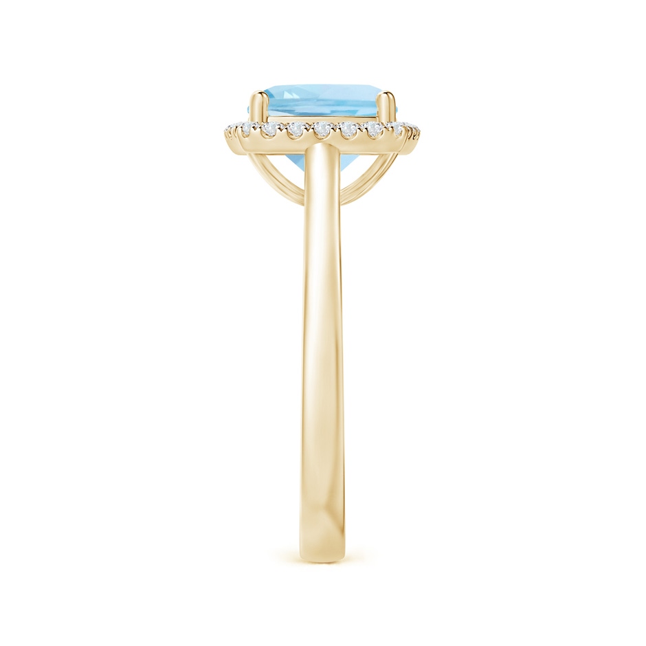 8mm AAA Classic Cushion Aquamarine Halo Engagement Ring in Yellow Gold side 2
