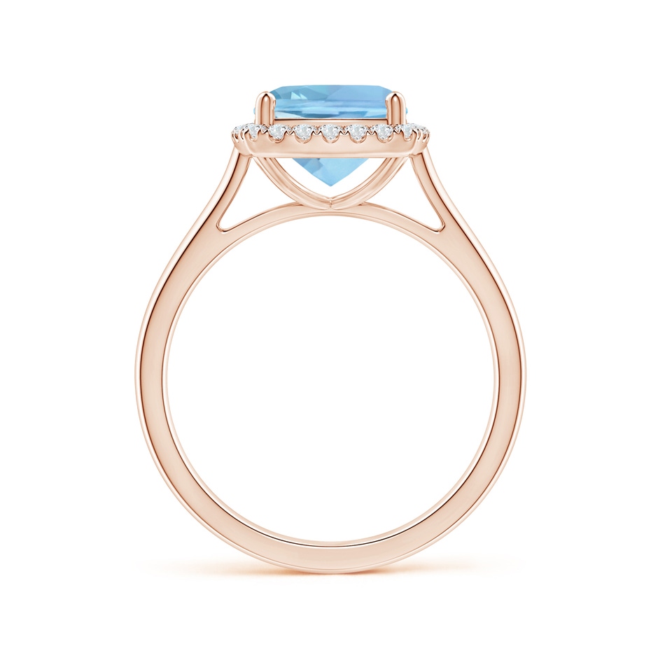 8mm AAAA Classic Cushion Aquamarine Halo Engagement Ring in Rose Gold side 1