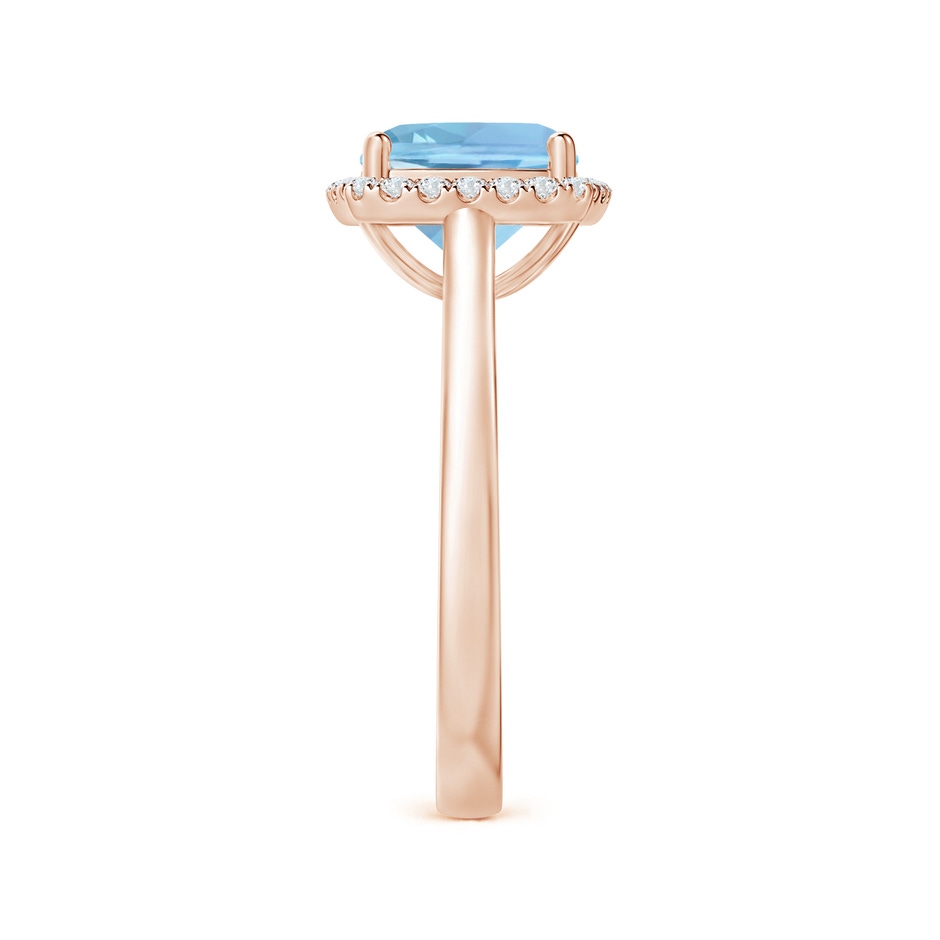 8mm AAAA Classic Cushion Aquamarine Halo Engagement Ring in Rose Gold side 2
