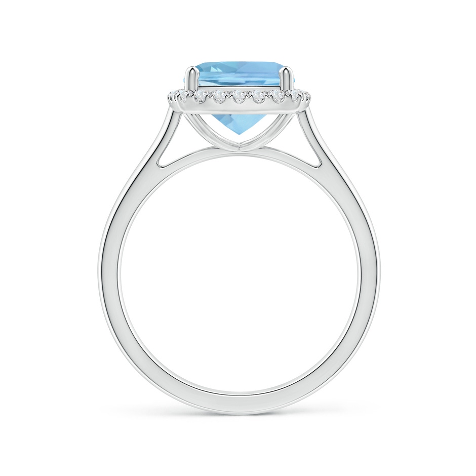 8mm AAAA Classic Cushion Aquamarine Halo Engagement Ring in White Gold side 1