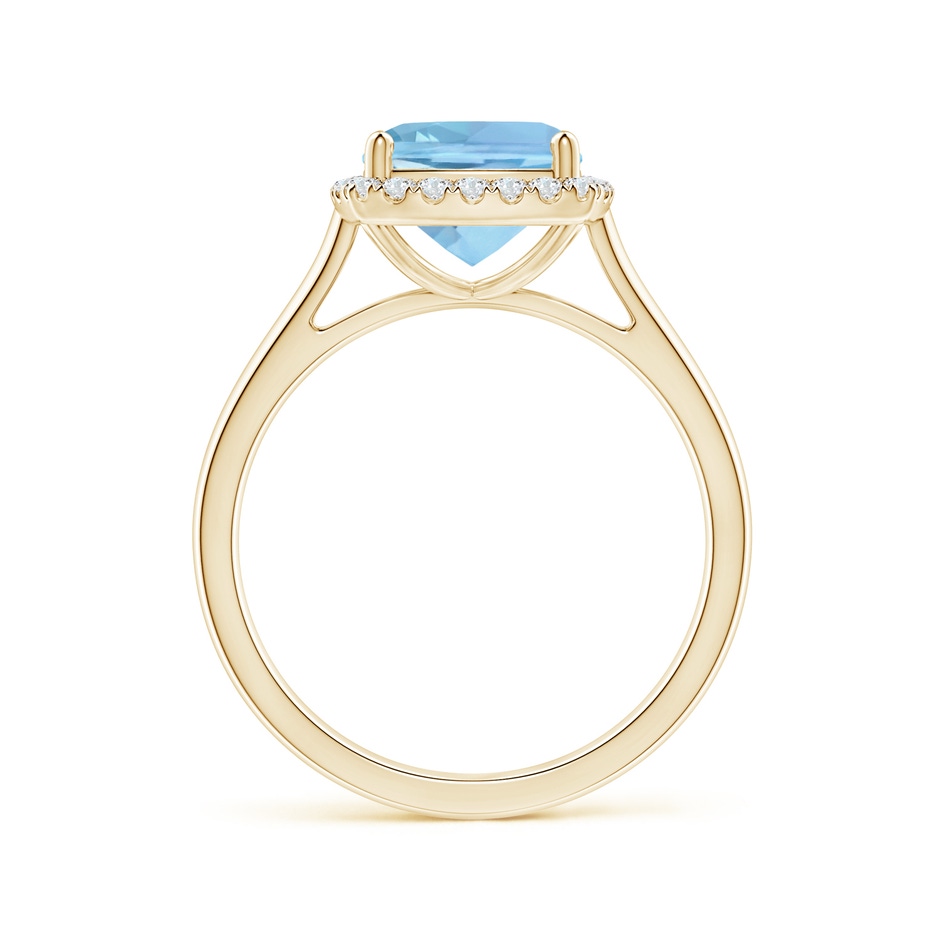 8mm AAAA Classic Cushion Aquamarine Halo Engagement Ring in Yellow Gold side 1