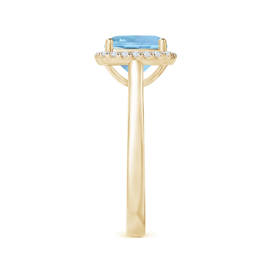 8mm AAAA Classic Cushion Aquamarine Halo Engagement Ring in Yellow Gold side 2