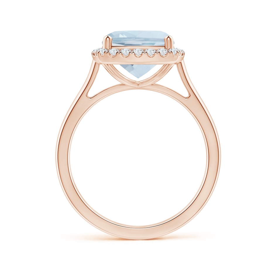 9mm A Classic Cushion Aquamarine Halo Engagement Ring in Rose Gold side 1