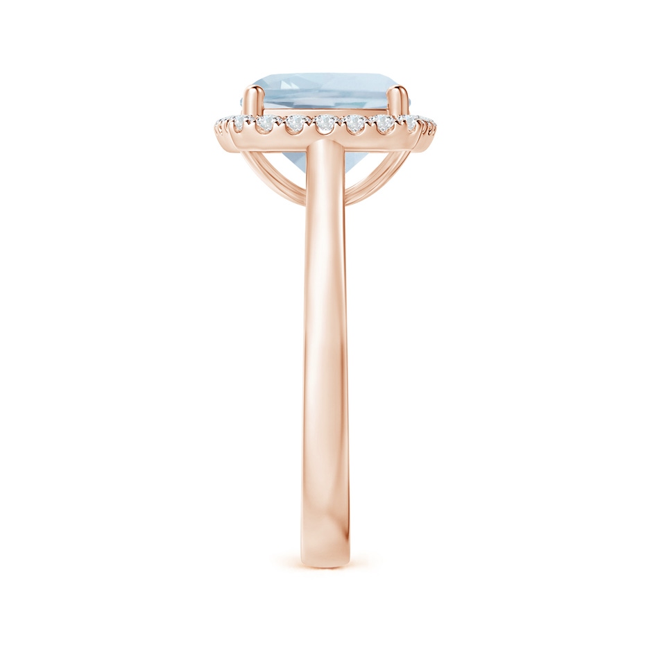 9mm A Classic Cushion Aquamarine Halo Engagement Ring in Rose Gold side 2