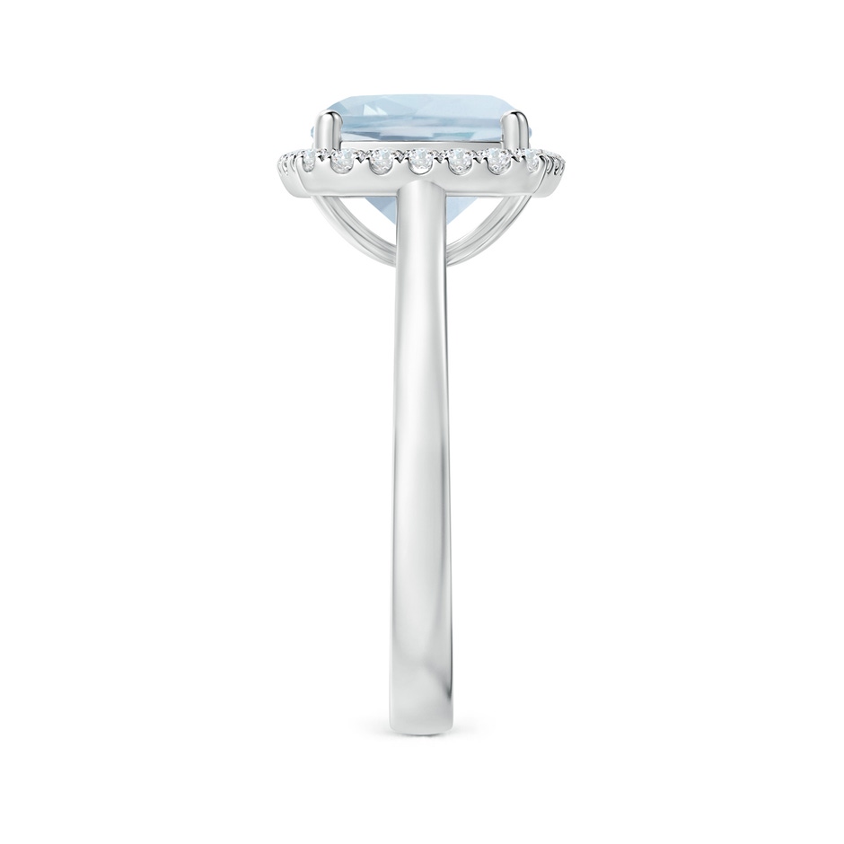 9mm A Classic Cushion Aquamarine Halo Engagement Ring in White Gold side 2