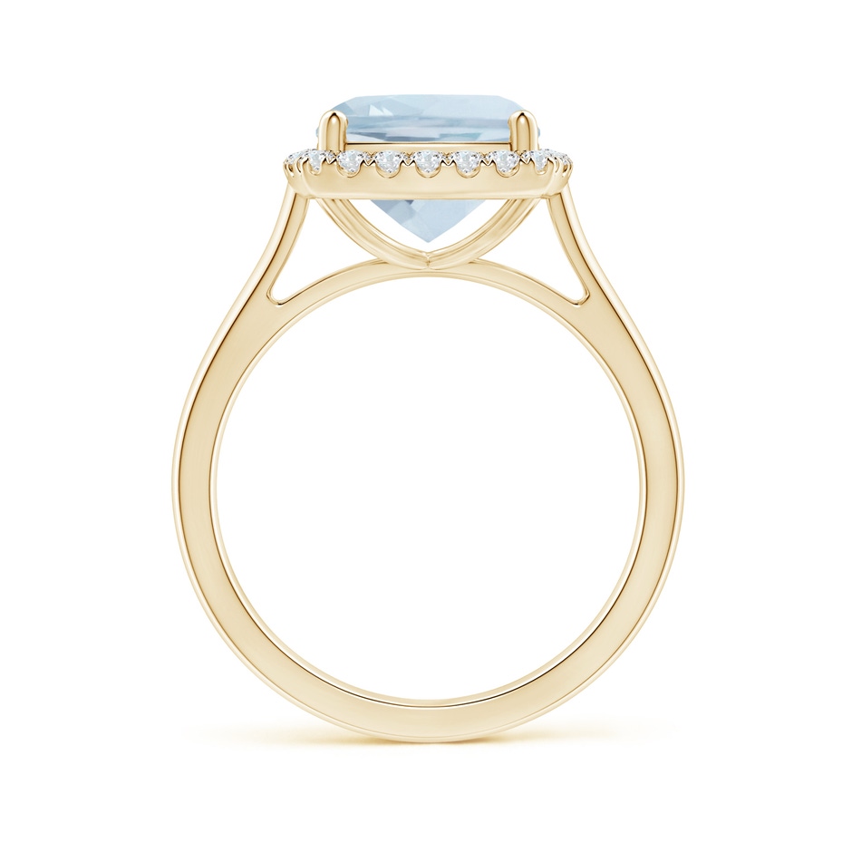 9mm A Classic Cushion Aquamarine Halo Engagement Ring in Yellow Gold side 1
