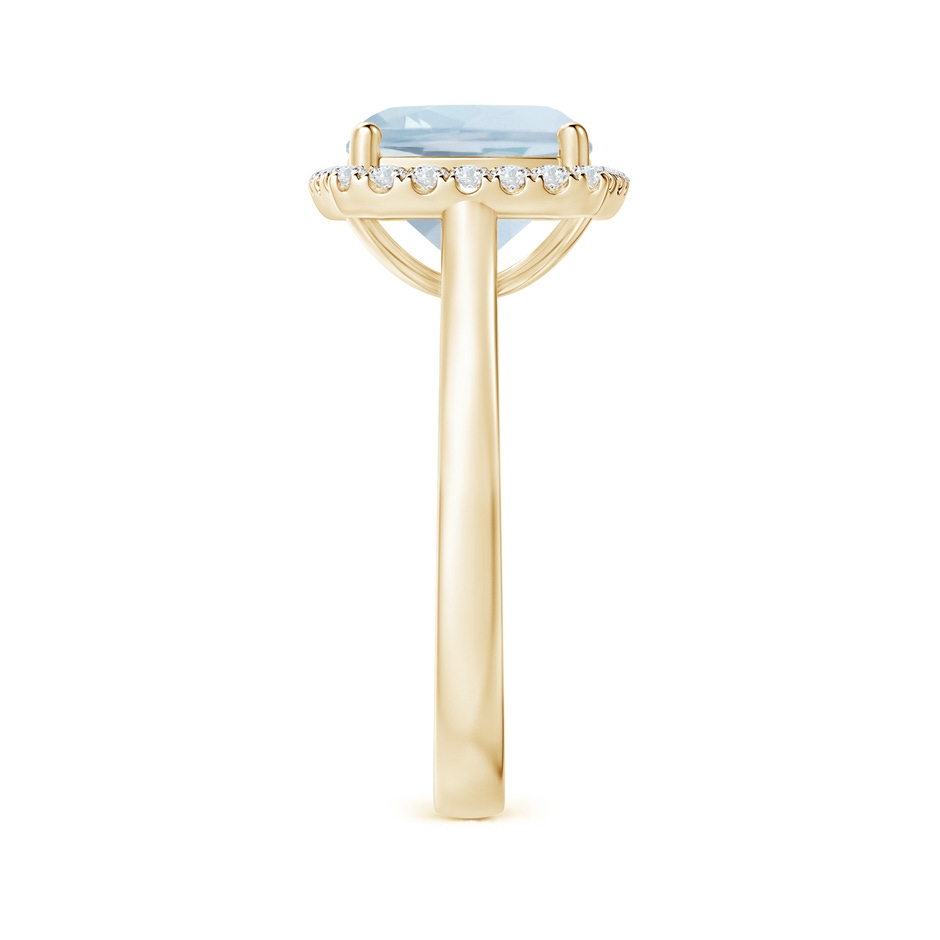 9mm A Classic Cushion Aquamarine Halo Engagement Ring in Yellow Gold side 2
