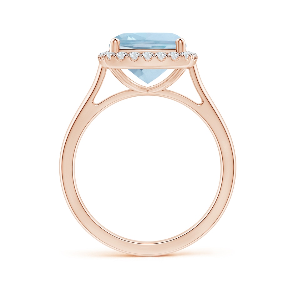 9mm AA Classic Cushion Aquamarine Halo Engagement Ring in Rose Gold side 1