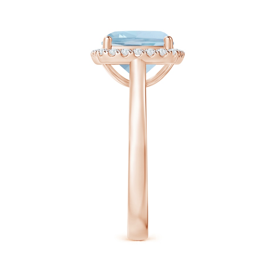 9mm AA Classic Cushion Aquamarine Halo Engagement Ring in Rose Gold side 2