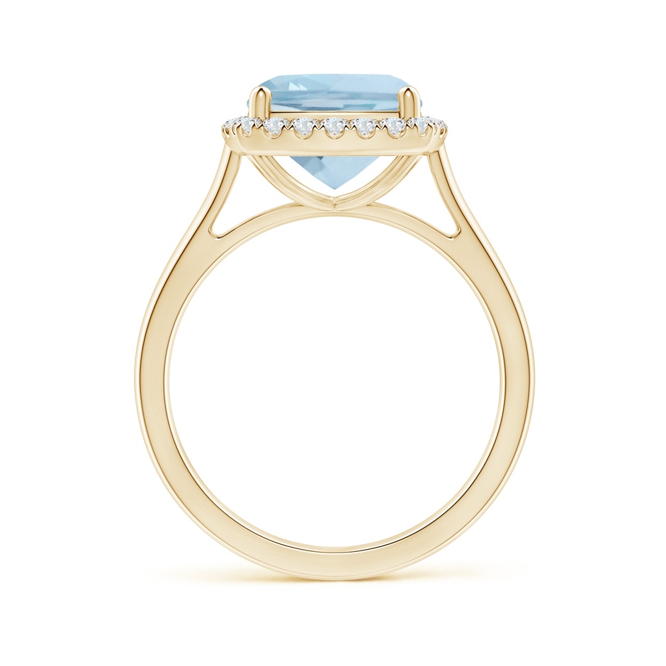 9mm AA Classic Cushion Aquamarine Halo Engagement Ring in Yellow Gold side 1