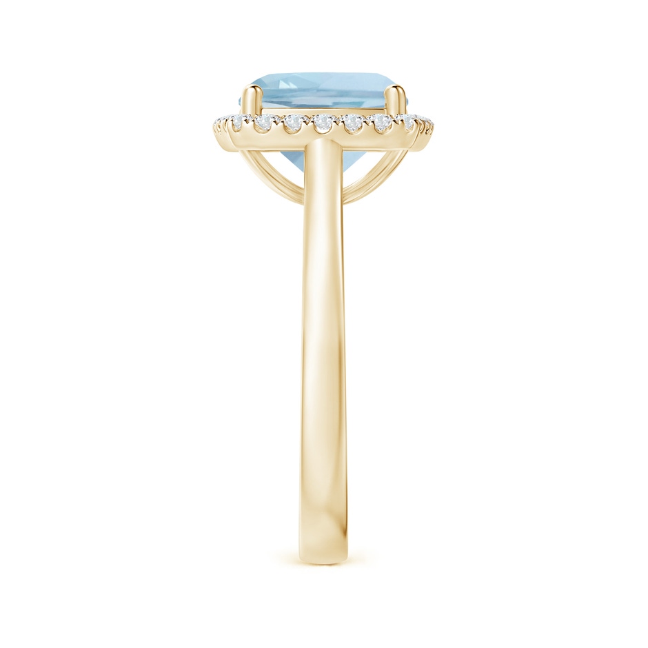 9mm AA Classic Cushion Aquamarine Halo Engagement Ring in Yellow Gold side 2