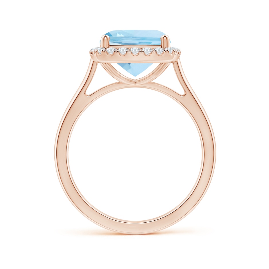 9mm AAA Classic Cushion Aquamarine Halo Engagement Ring in Rose Gold side 1