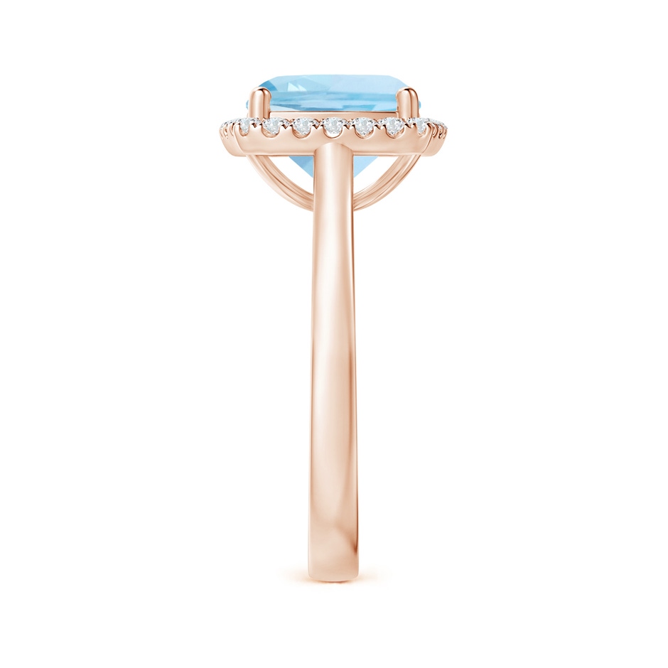 9mm AAA Classic Cushion Aquamarine Halo Engagement Ring in Rose Gold side 2
