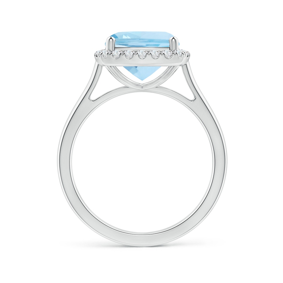 9mm AAA Classic Cushion Aquamarine Halo Engagement Ring in White Gold side 1