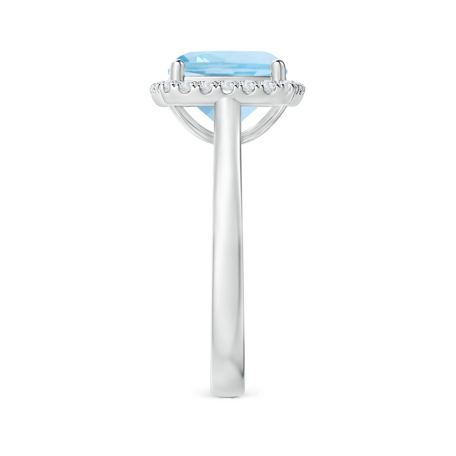 9mm AAA Classic Cushion Aquamarine Halo Engagement Ring in White Gold side 2