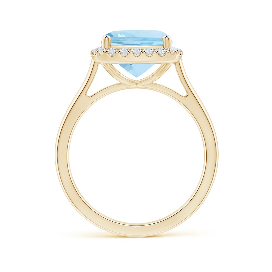 9mm AAA Classic Cushion Aquamarine Halo Engagement Ring in Yellow Gold side 1