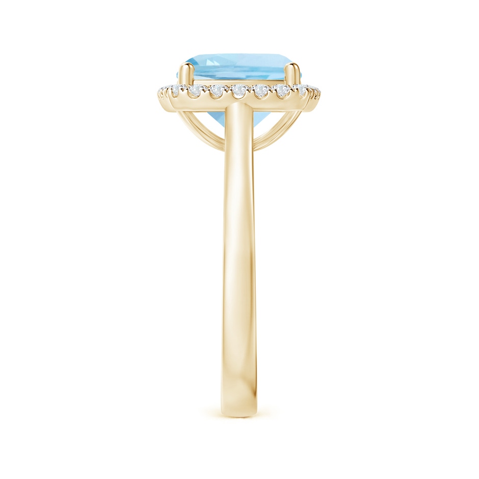 9mm AAA Classic Cushion Aquamarine Halo Engagement Ring in Yellow Gold side 2