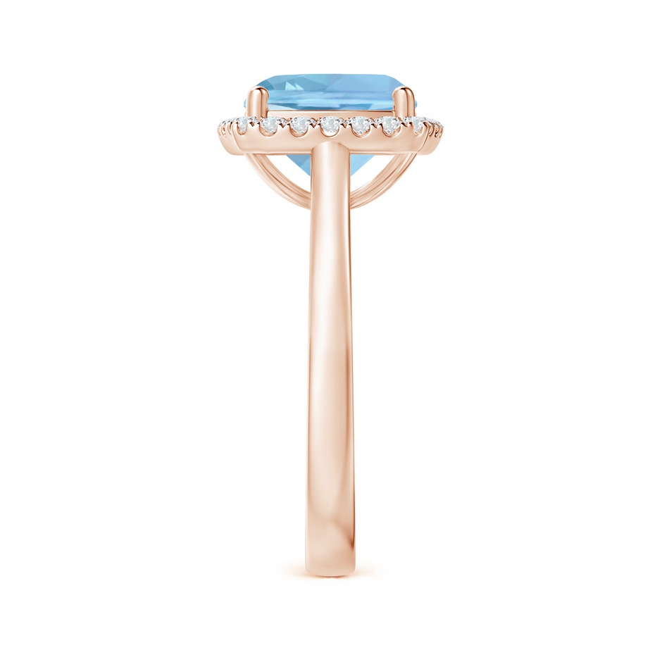 9mm AAAA Classic Cushion Aquamarine Halo Engagement Ring in Rose Gold side 2