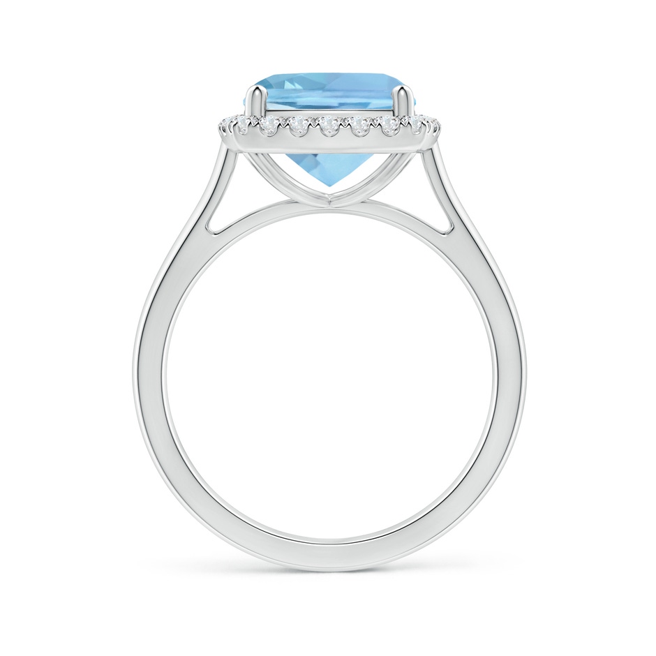 9mm AAAA Classic Cushion Aquamarine Halo Engagement Ring in White Gold side 1