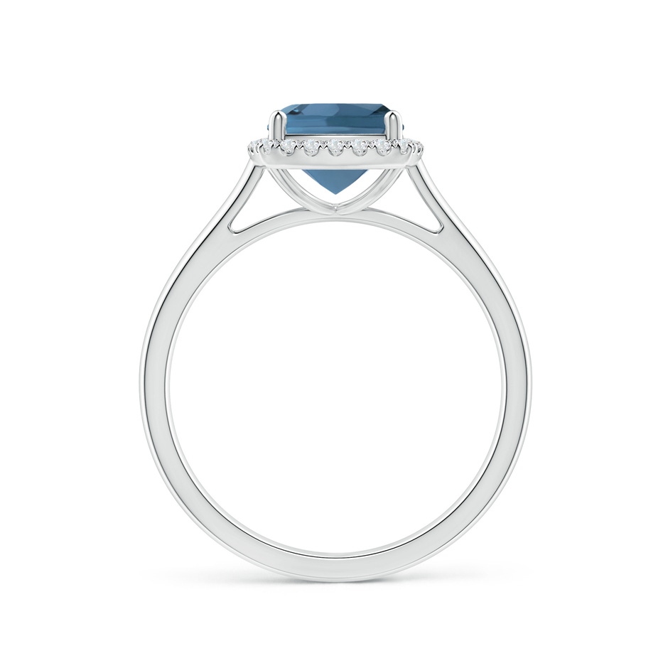 7mm A Classic Cushion London Blue Topaz Halo Engagement Ring in 9K White Gold side 199