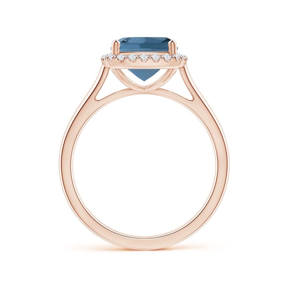 8mm A Classic Cushion London Blue Topaz Halo Engagement Ring in 18K Rose Gold side 199