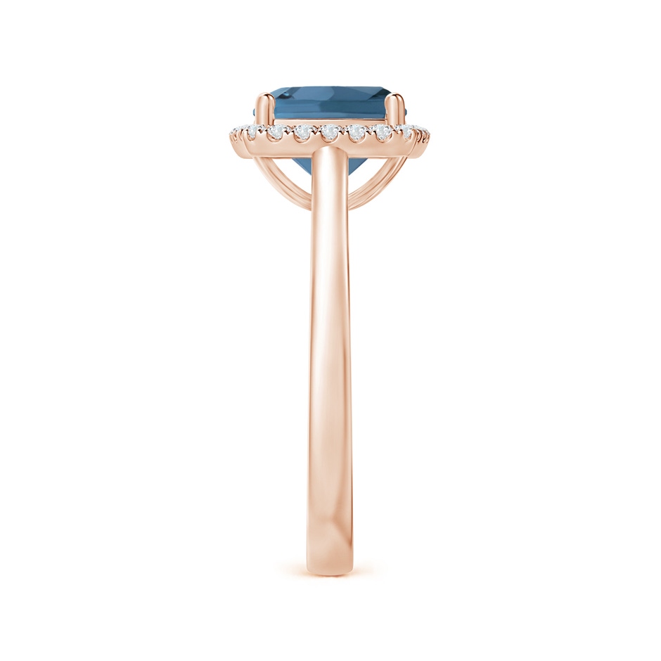 8mm A Classic Cushion London Blue Topaz Halo Engagement Ring in 18K Rose Gold side 299