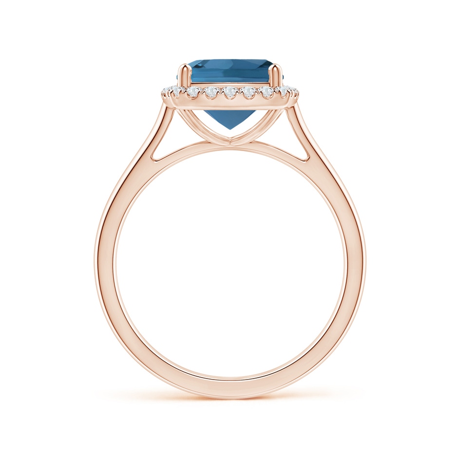 8mm AA Classic Cushion London Blue Topaz Halo Engagement Ring in Rose Gold side 199