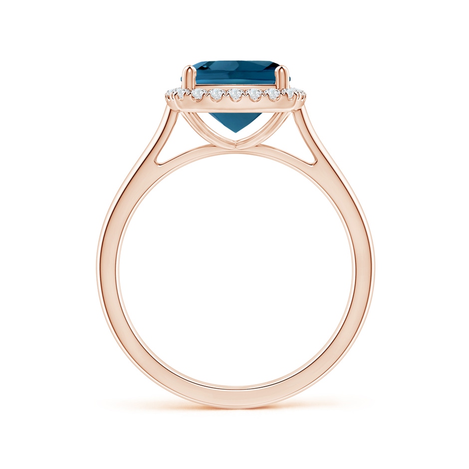 8mm AAAA Classic Cushion London Blue Topaz Halo Engagement Ring in Rose Gold side 199