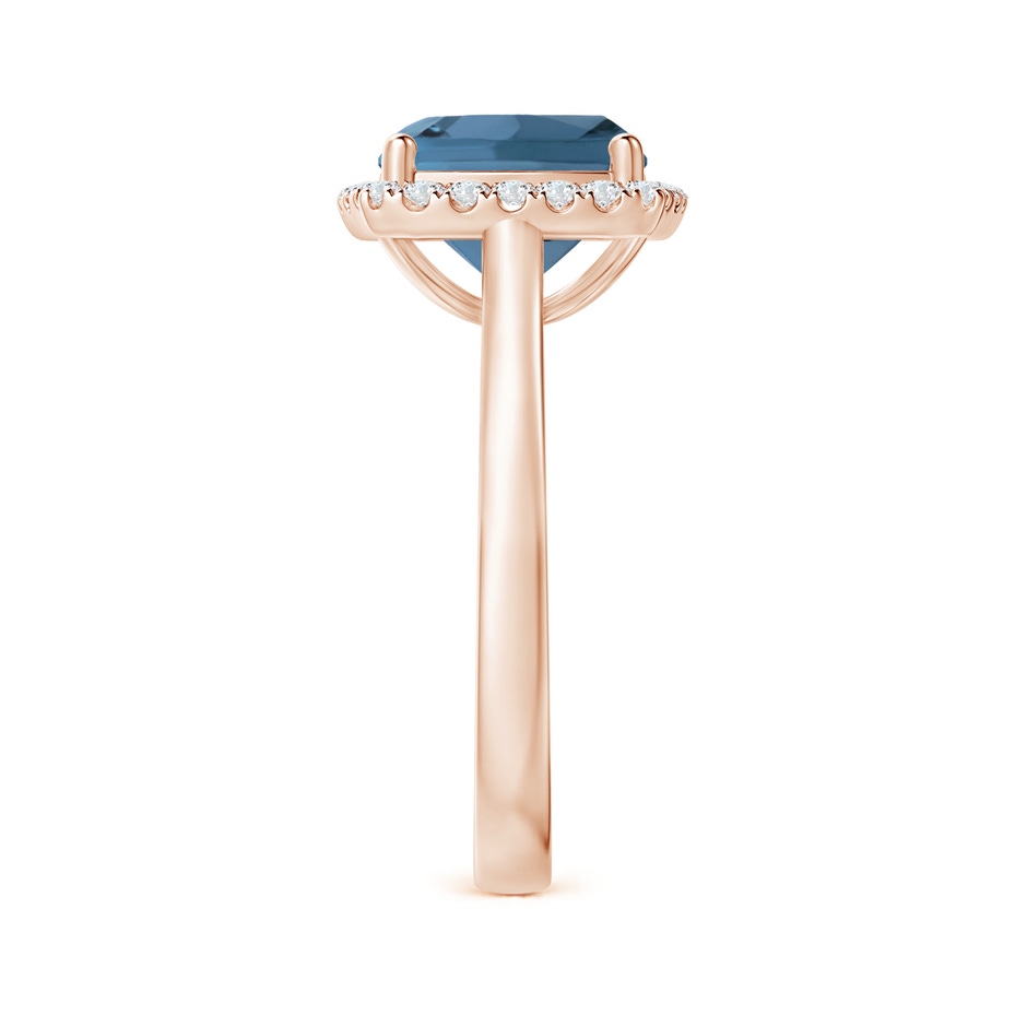 9mm A Classic Cushion London Blue Topaz Halo Engagement Ring in 18K Rose Gold side 299