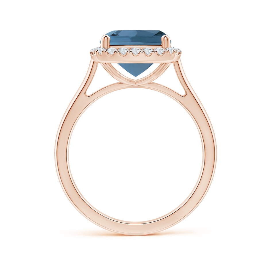 9mm A Classic Cushion London Blue Topaz Halo Engagement Ring in Rose Gold side 199