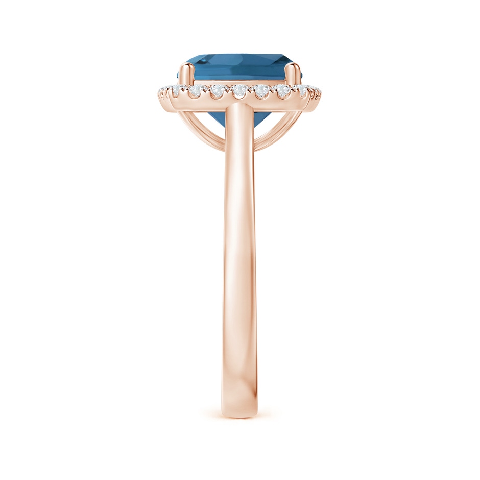 9mm AA Classic Cushion London Blue Topaz Halo Engagement Ring in 18K Rose Gold side 299
