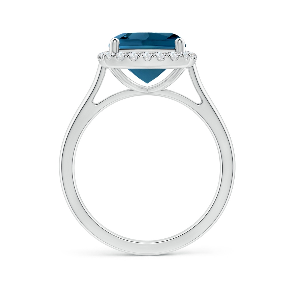 9mm AAAA Classic Cushion London Blue Topaz Halo Engagement Ring in P950 Platinum Side 1