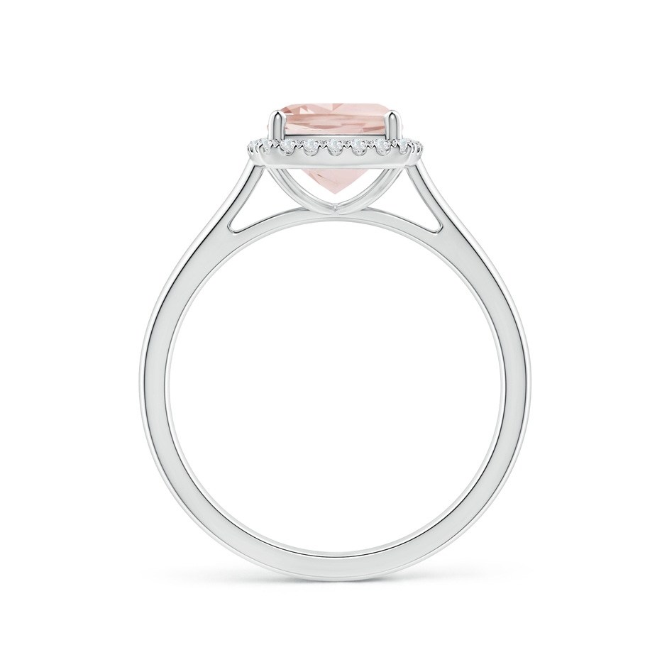 7mm A Classic Cushion Morganite Halo Engagement Ring in White Gold side-1