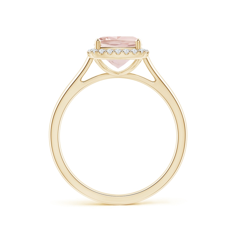 7mm A Classic Cushion Morganite Halo Engagement Ring in Yellow Gold side-1