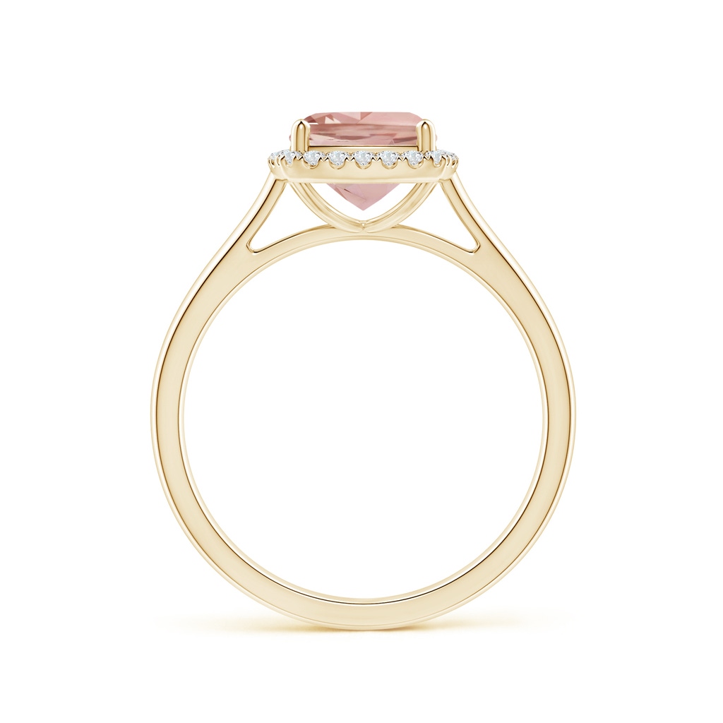 7mm AAAA Classic Cushion Morganite Halo Engagement Ring in Yellow Gold - side_1