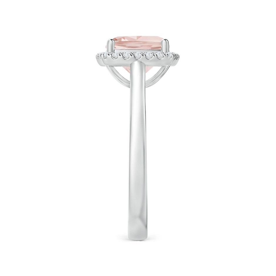 8mm A Classic Cushion Morganite Halo Engagement Ring in White Gold side-2