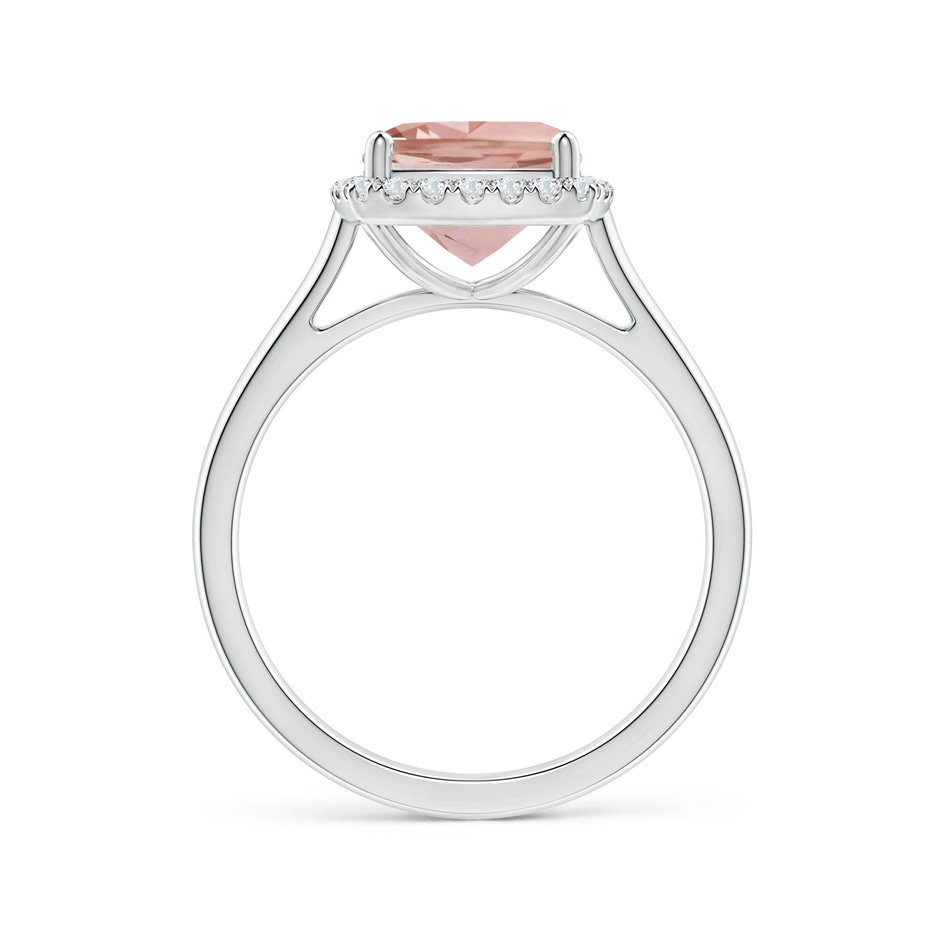 8mm AAAA Classic Cushion Morganite Halo Engagement Ring in White Gold side-1
