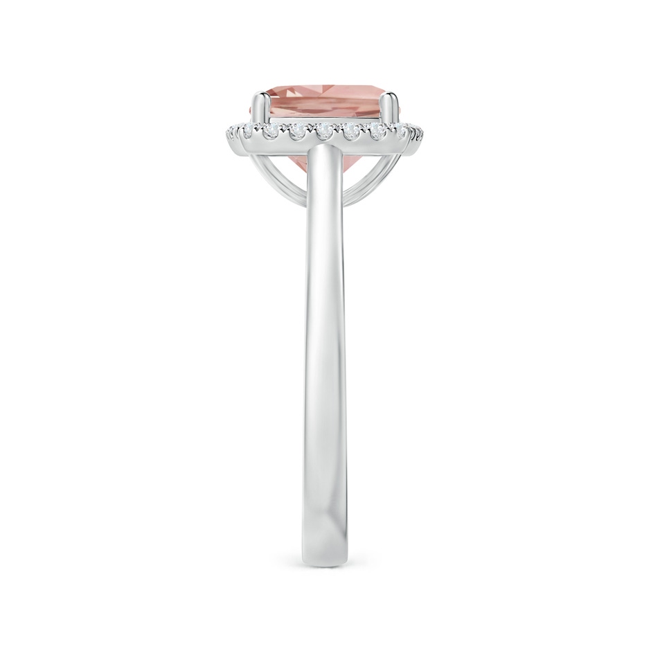 8mm AAAA Classic Cushion Morganite Halo Engagement Ring in White Gold side-2