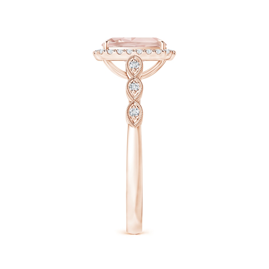 8x6mm A Cushion Morganite Halo Ring with Marquise Motifs in Rose Gold side 2