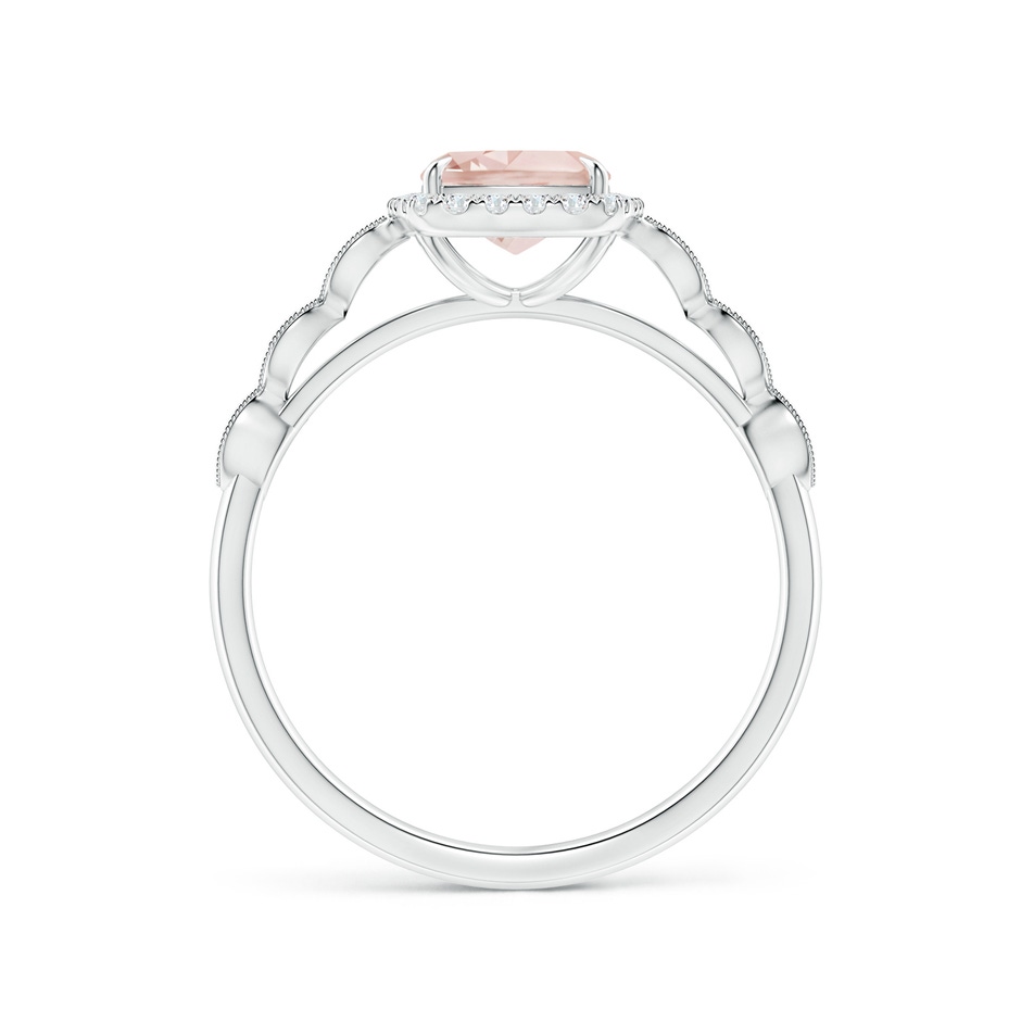 8x6mm A Cushion Morganite Halo Ring with Marquise Motifs in White Gold side 1