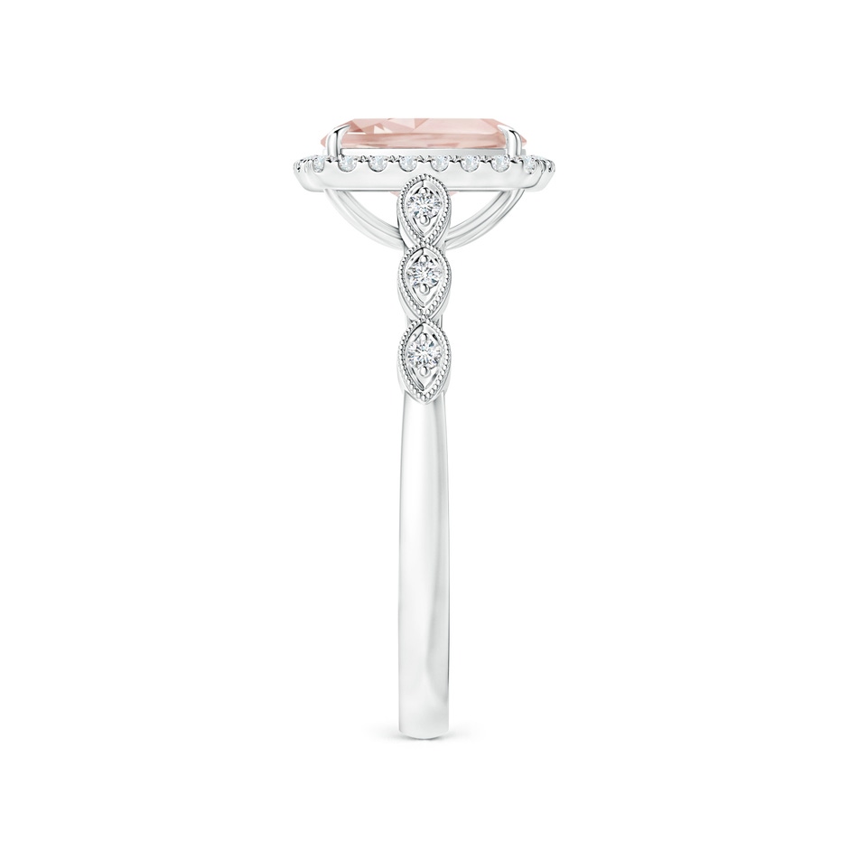 8x6mm A Cushion Morganite Halo Ring with Marquise Motifs in White Gold side 2