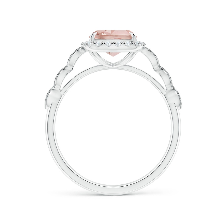 9x7mm AA Cushion Morganite Halo Ring with Marquise Motifs in White Gold side 1
