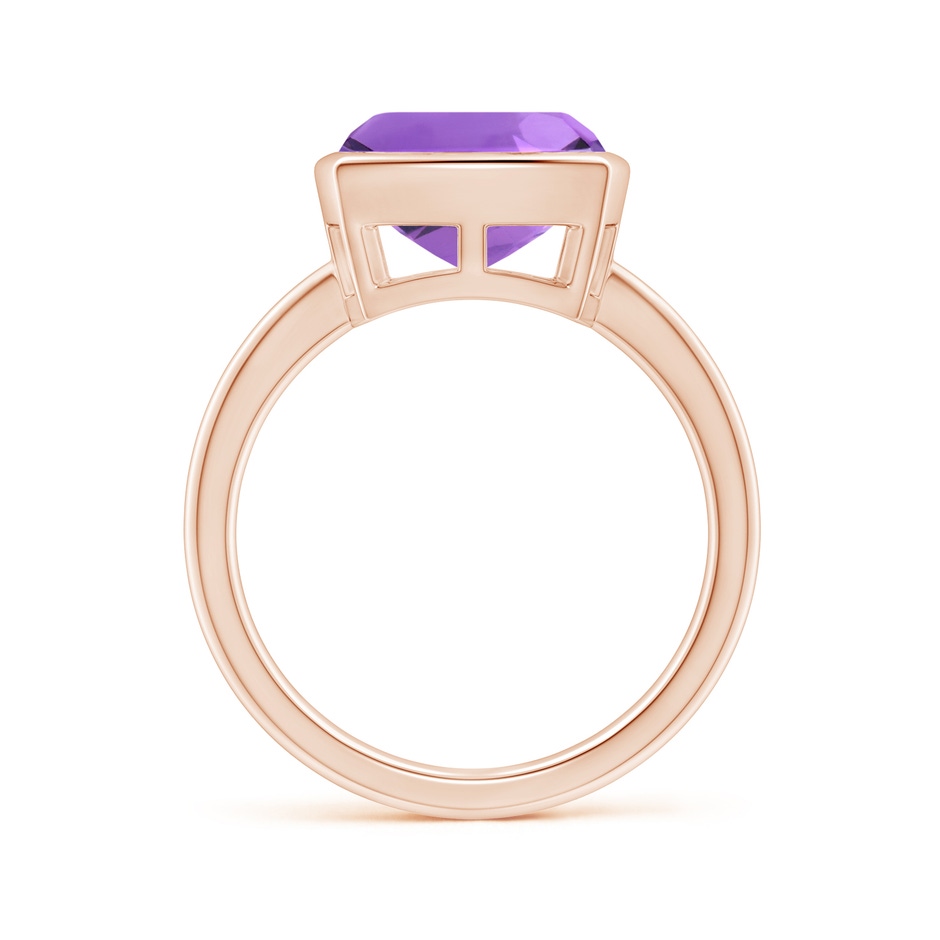10mm AA Bezel-Set Solitaire Cushion Amethyst Ring in Rose Gold side 1