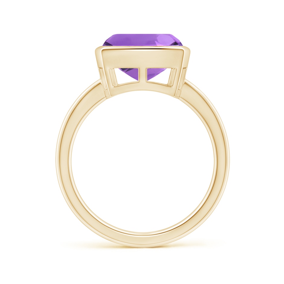 10mm AA Bezel-Set Solitaire Cushion Amethyst Ring in Yellow Gold side 1