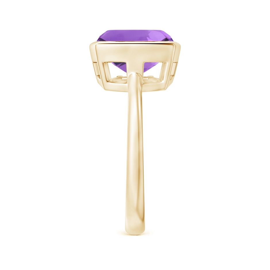 10mm AA Bezel-Set Solitaire Cushion Amethyst Ring in Yellow Gold side 2