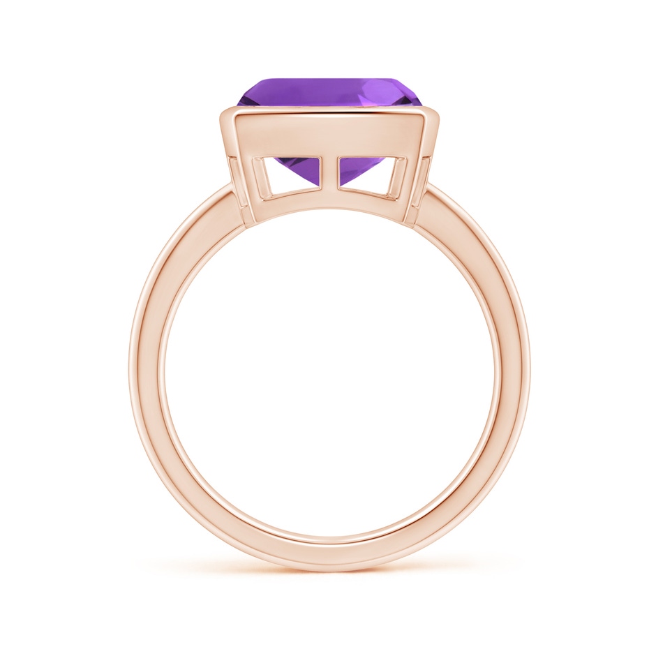 10mm AAA Bezel-Set Solitaire Cushion Amethyst Ring in Rose Gold side 1