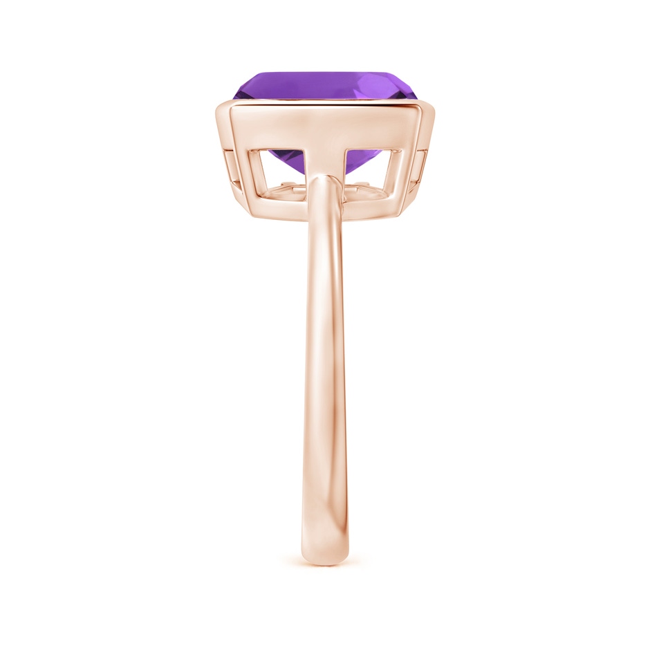 10mm AAA Bezel-Set Solitaire Cushion Amethyst Ring in Rose Gold side 2